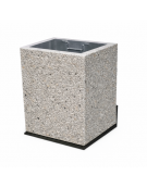 CESTONE GETTACARTE MONOBLOCCO QUADRATO IN CALCESTRUZZO COLORE BIANCO SABBIATO - cm 50x50x70h - Conforme ai CAM