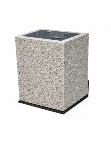 CESTONE GETTACARTE MONOBLOCCO QUADRATO IN CALCESTRUZZO COLORE BIANCO SABBIATO - cm 50x50x70h - Conforme ai CAM