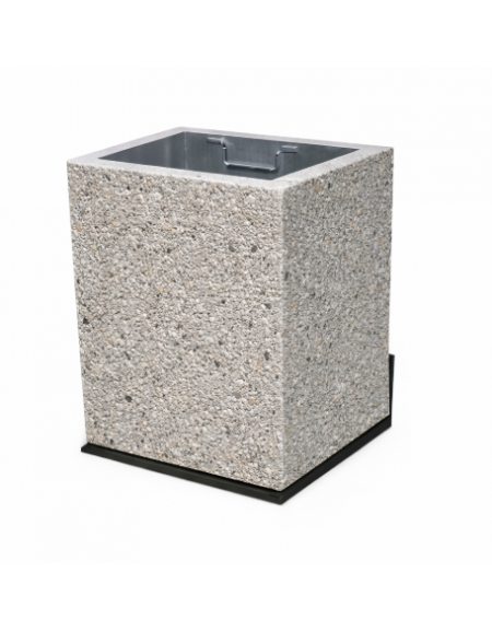 CESTONE GETTACARTE MONOBLOCCO QUADRATO IN CALCESTRUZZO COLORE BIANCO SABBIATO - cm 50x50x70h - Conforme ai CAM