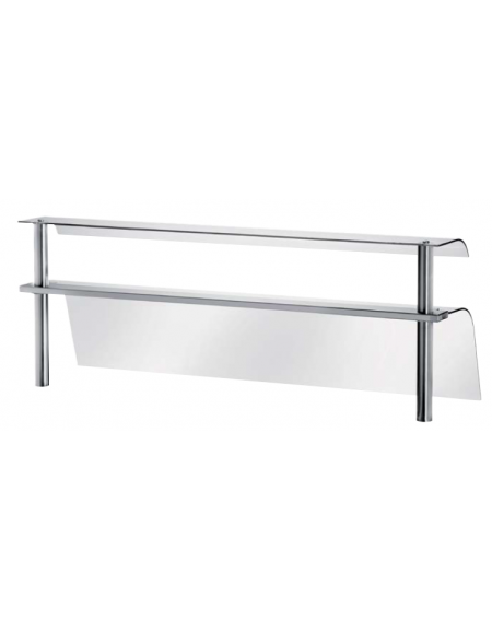 VETRO CURVO TEMPERATO IN 2 SEZIONI PER SELF SERVICE - CM 150x36x56h