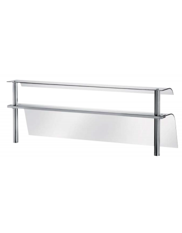 VETRO CURVO TEMPERATO IN 2 SEZIONI PER SELF SERVICE - CM 200x36x56h