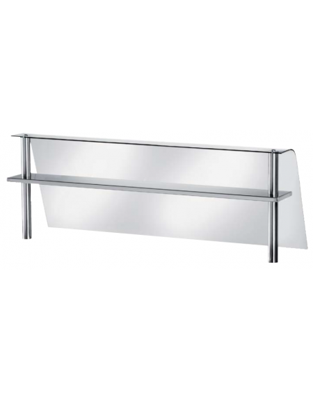 VETRO CURVO TEMPERATO CON MENSOLA INTERMEDIA DI APPOGGIO PER SELF SERVICE  - CM 150x56h