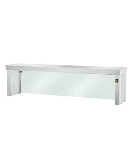 STRUTTURA SUPERIORE IN ACCIAIO INOX CON LAMPADE E VETRO FRONTALE PER SELF SERVICE - cm 150x29x41h
