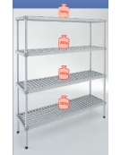 Scaffale con montanti in alluminio e 4 ripiani in polietilene per cella frigorifera o magazzino cm 60x30x200h