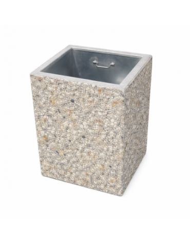 CESTONE GETTACARTE MONOBLOCCO QUADRATO IN CALCESTRUZZO COLORE GRIGIO SABBIATO - CM 60x60x70H - CONFORME AI CAM