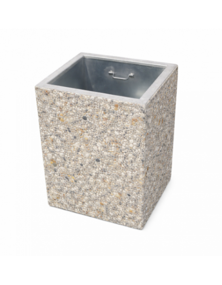 CESTONE GETTACARTE MONOBLOCCO QUADRATO IN CALCESTRUZZO COLORE GRIGIO SABBIATO - CM 60x60x70H - CONFORME AI CAM