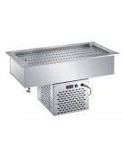 VASCA AD INCASSO INOX AISI 304 - H 200 - REFRIGERATA STATICA -2°/+15°C - x5 GN 1/1, mm 200h (BACINELLE ESCLUSE) - cm 185x64x60h