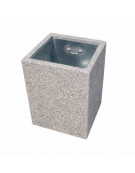 CESTONE GETTACARTE MONOBLOCCO QUADRATO IN CALCESTRUZZO COLORE BIANCO SABBIATO - CM 60x60x70H - CONFORME AI CAM