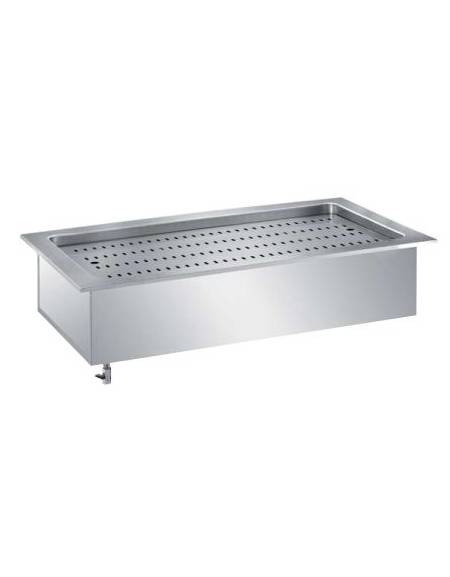 VASCA AD INCASSO INOX AISI 304 - BAGNOMARIA H 200 - 0°/+90°C - x5 GN 1/1, mm 200h (BACINELLE ESCLUSE) - cm 185x64x24h