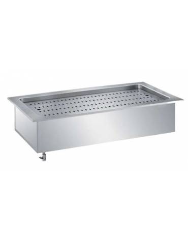 VASCA AD INCASSO INOX AISI 304 - BAGNOMARIA H 200 - 0°/+90°C - x6 GN 1/1, mm 200h (BACINELLE ESCLUSE) - cm 215x64x24h