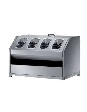Tramoggia self service porta pane con portaposate e portavassoi  - da appoggio su piedini - cm 80x70x60h