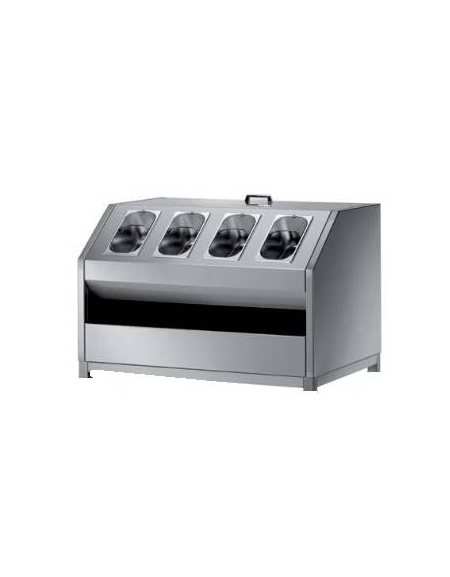 Tramoggia self service porta pane con portaposate e portavassoi - da appoggio su piedini - cm 100x70x60h