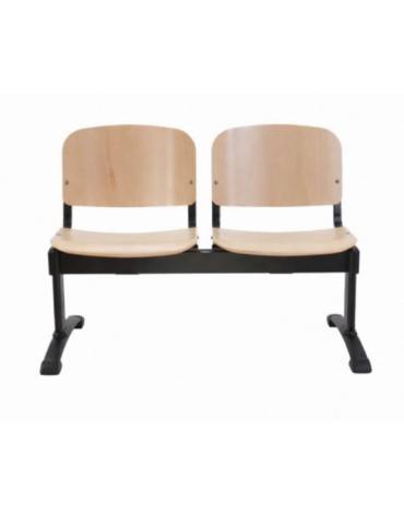 Panca da attesa - 2 Posti - in faggio verniciato - struttura in acciaio - cm 104x57x87h