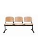 Panca da attesa - 3 Posti - Sedile e schienale in faggio verniciato - struttura in acciaio colore nero - cm 153x57x87h