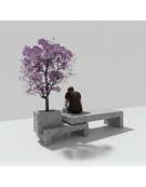 Panchina doppia di design in calcestruzzo con 2 fioriere laterali - colore Grigio pietra - cm 455x50x90h - Conforme ai CAM