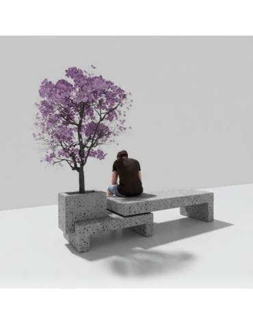 Panchina doppia di design in calcestruzzo con 2 fioriere laterali - colore Grigio pietra - cm 455x50x90h - Conforme ai CAM