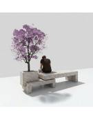 Panchina componibile di design con fioriera in calcestruzzo, colore Grigio travertino - cm 360x79x60h - Conforme ai CAM