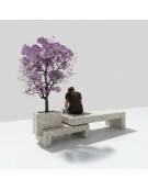 Panchina componibile di design con fioriera in calcestruzzo, colore Grigio sabbiato - cm 360x79x60h - Conforme ai CAM