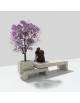 Panchina componibile di design con fioriera in calcestruzzo, colore Grigio sabbiato - cm 360x79x60h - Conforme ai CAM