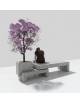 Panchina componibile di design con fioriera in calcestruzzo, colore Bianco sabbiato - cm 360x79x60h - Conforme ai CAM