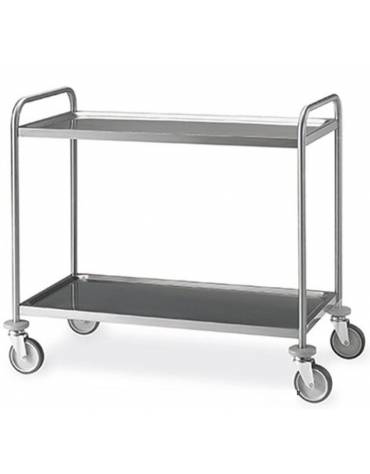 Carrello inox con N° 2 Piani stampati imbullonati da cm 100x60 - Portata Kg 120 - cm 109x69x95h