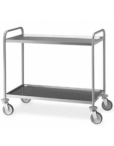 Carrello inox con N° 2 Piani stampati imbullonati da cm 100x60 - Portata Kg 120 - cm 109x69x95h