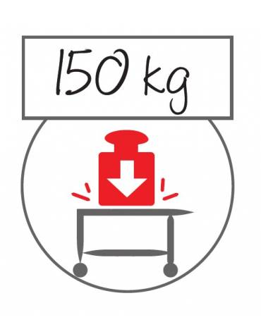 Carrello saldato in acciaio inox AISI304 con 3 piani stampati, saldati - Portata kg 150 - cm 89x59x95h