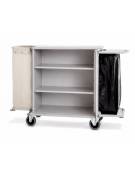 Carrello portabiancheria armadiato in lamiera di acciaio verniciata con 1 sacco in tela - 1 portasacco immondizia - cm 160x62x11