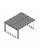 Scrivania dattilo ufficio operativa Bench doppia - gamba chiusa ad anello chiuso e piano spessore mm 18 - cm 140x125x73,5h