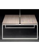Scrivania dattilo ufficio operativa Bench doppia - gamba chiusa ad anello chiuso e piano spessore mm 18 - cm 140x125x73,5h