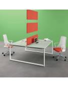 Scrivania dattilo ufficio operativa Bench doppia - gamba chiusa ad anello chiuso e piano spessore mm 25 - cm 140x125x74h