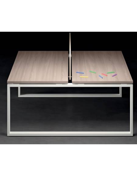 Scrivania dattilo ufficio operativa Bench doppia - gamba chiusa ad anello chiuso e piano spessore mm 25 - cm 140x125x74h