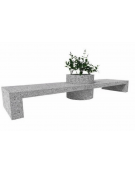 Panchina composta da 2 sedute e 1 fioriera tonda, in cemento colore Grigio pietra - cm 400x100x80h - Conforme ai CAM