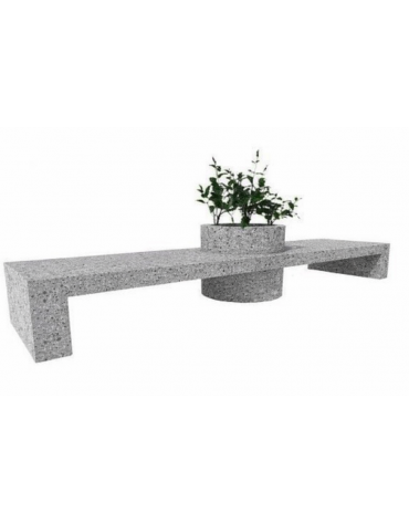 Panchina composta da 2 sedute e 1 fioriera, in cemento colore Grigio pietra - cm 400x100x80h - Conforme ai CAM