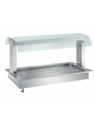 VASCA AD INCASSO INOX AISI 304 PER SCAGLIE GHIACCIO, mm 130h - SOVRASTRUTTURA CON LUCE - cm  90x64x55h