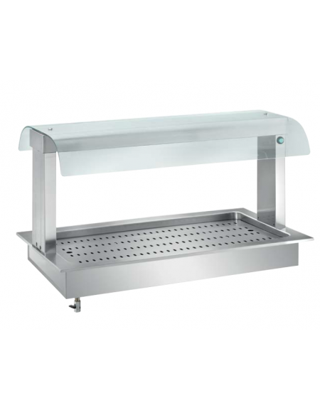 VASCA AD INCASSO INOX AISI 304 PER SCAGLIE GHIACCIO, mm 130h - SOVRASTRUTTURA CON LUCE - cm  111x64x55h