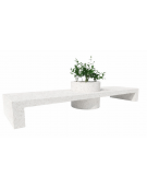 Panchina composta da 2 sedute e 1 fioriera tonda, in cemento colore Bianco pietra - cm 400x100x80h - Conforme ai CAM