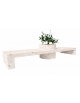 Panchina composta da 2 sedute e 1 fioriera tonda, in cemento colore Bianco travertino - cm 400x100x80h - Conforme ai CAM