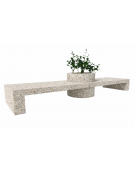 Panchina composta da 2 sedute e 1 fioriera tonda, in cemento colore Grigio sabbiato - cm 400x100x80h - Conforme ai CAM