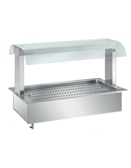 VASCA AD INCASSO BAGNOMARIA INOX AISI 304, mm 200h - SOVRASTRUTTURA CON LAMPADE ALOGENE INFRAROSSI  - cm 111x64x86h