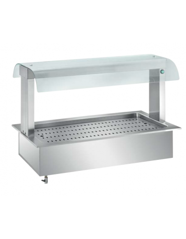 VASCA AD INCASSO BAGNOMARIA INOX AISI 304, mm 200h - SOVRASTRUTTURA CON LAMPADE ALOGENE INFRAROSSI  - cm 185x64x86h