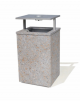CESTONE GETTACARTE QUADRATO IN CEMENTO COLORE GRIGIO TRAVERTINO, TETTUCCIO RIBALTABILE E REGGISACCO - CM 50x50x100H - CAM