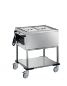 Carrello termico con vasca stampata riscaldamento a secco e bagnomaria N° 2 Vasche GN 1/1 - Termostato meccanico - cm 88x64x92h
