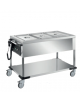 Carrello termico con vasca stampata riscaldamento a secco e bagnomaria N° 3 Vasche GN 1/1 - Termostato meccanico - cm 124x64x92h