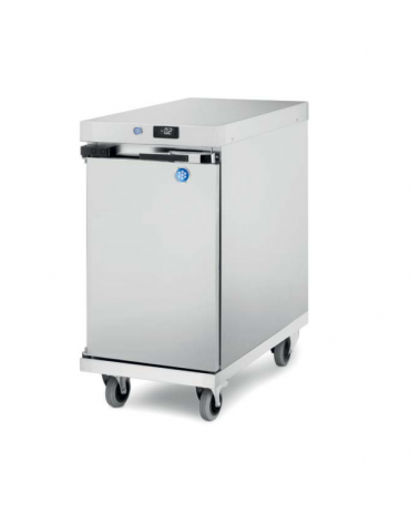 Carrello portateglie sottobanco inox - versione refrigerata 5°/15°C - capacità 5 teglie cm 60x40 - guide a "C" - cm 69,6x73x84h