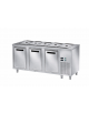 Tavolo inox AISI 304 freddo self-service con vasca raggiata mm 30h e 3 ante refrigerata - N°5 GN 1/1 - cm 200x70x89h
