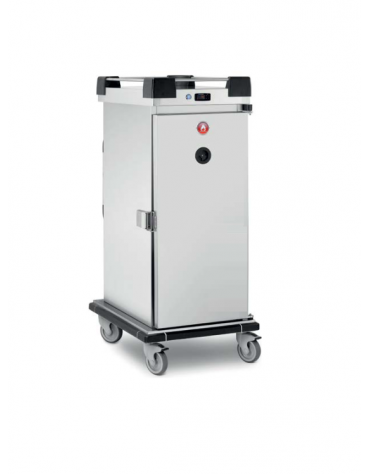 Carrello inox AISI 304 rigeneratore caldo 30°/130°C - 1 anta a battente - N° 12x2 GN1/2 - trifase Kw 8,1 - cm 59,5x89,7x177,5h