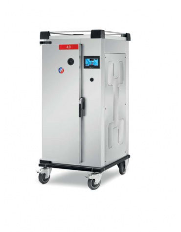 Carrello inox AISI 304 rigeneratore freddo/caldo - 1 anta a battente - N° 14x2 GN1/2 - trifase Kw 9,2 - cm 78,5x96,1x176,5h