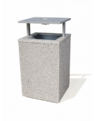 CESTONE GETTACARTE QUADRATO IN CEMENTO COLORE BIANCO SABBIATO - TETTUCCIO RIBALTABILE E REGGISACCO - CM 50x50x100H - CAM