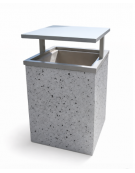 CESTONE GETTACARTE MONOBLOCCO QUADRATO IN CEMENTO COLORE GRIGIO PIETRA - TETTUCCIO RIBALTABILE E REGGISACCO - CM 60x60x100H